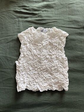 Zara White Textured Ruffle cropped Top S